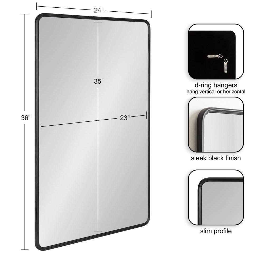 Kate and Laurel Caskill Rectangle MDF Rectangle Mirror, 24x36, Black