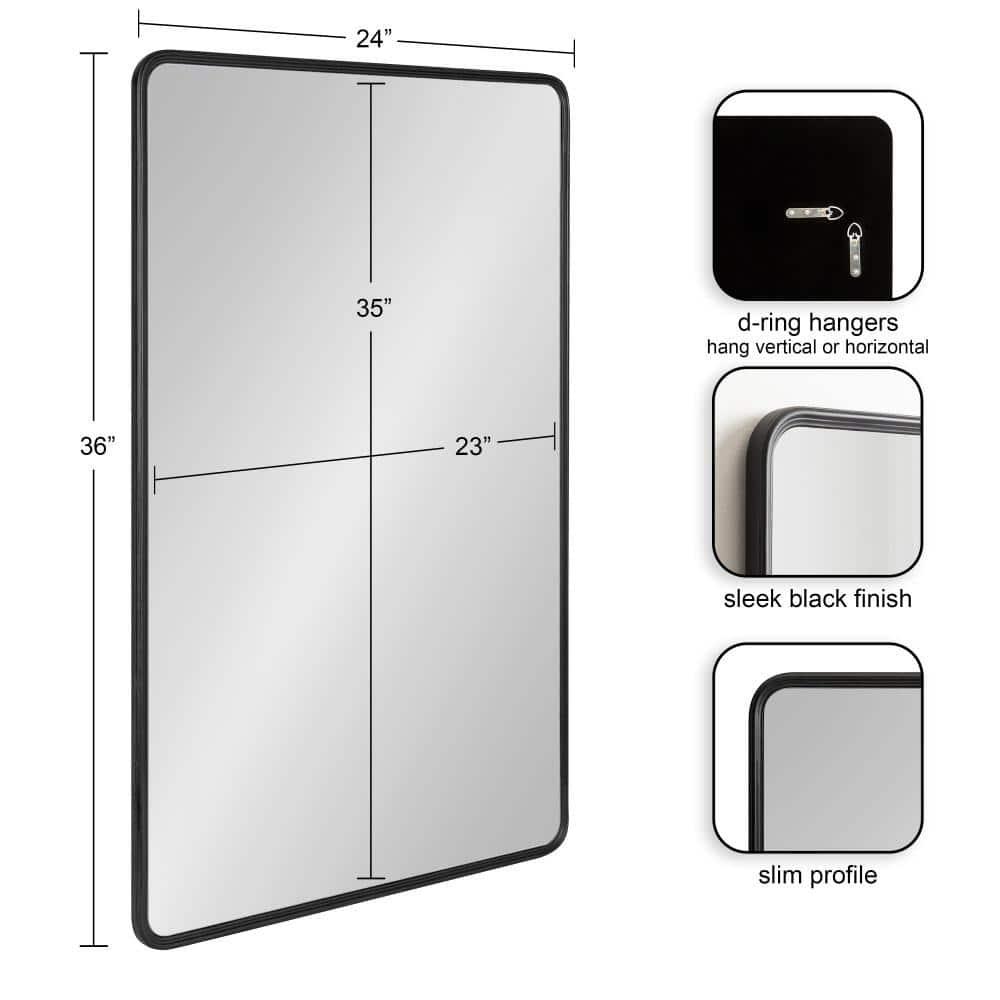 Kate and Laurel Caskill Rectangle MDF Rectangle Mirror, 24x36, Black
