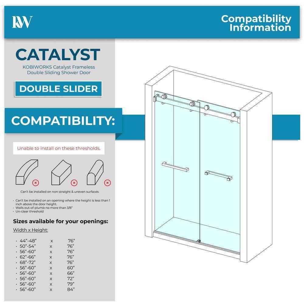 AZUPIN 60'' W 66'' H Frameless Rectangle Reversible Shower Enclosure AZ-DS01-6066-BL