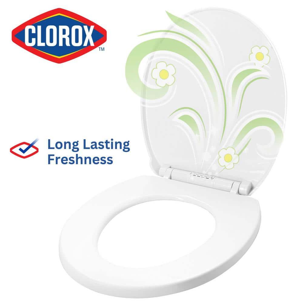 Clorox Antimicrobial Round Stay Fresh Scented Plastic Toilet Seat with Easy-off Hinges