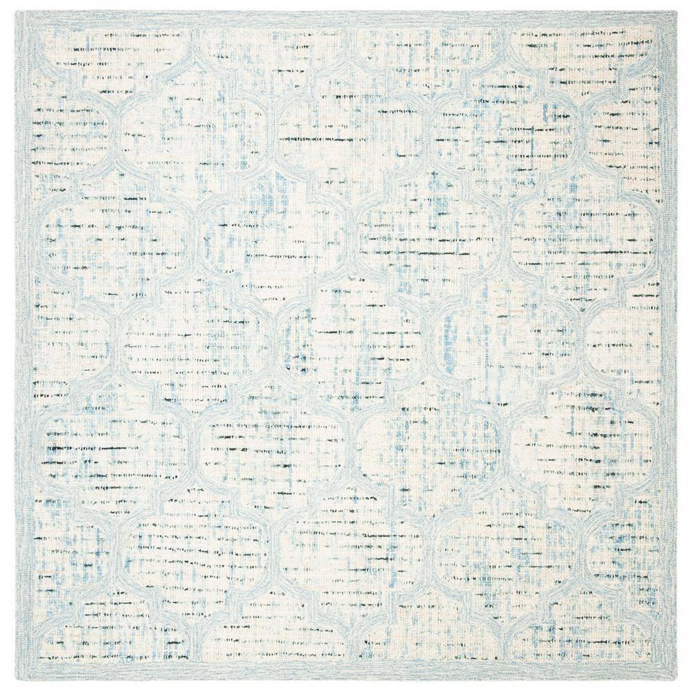 Abstract ABT474 Handmade Indoor Area Rug - Ivory/Turquoise - 6'x6' - Safavieh