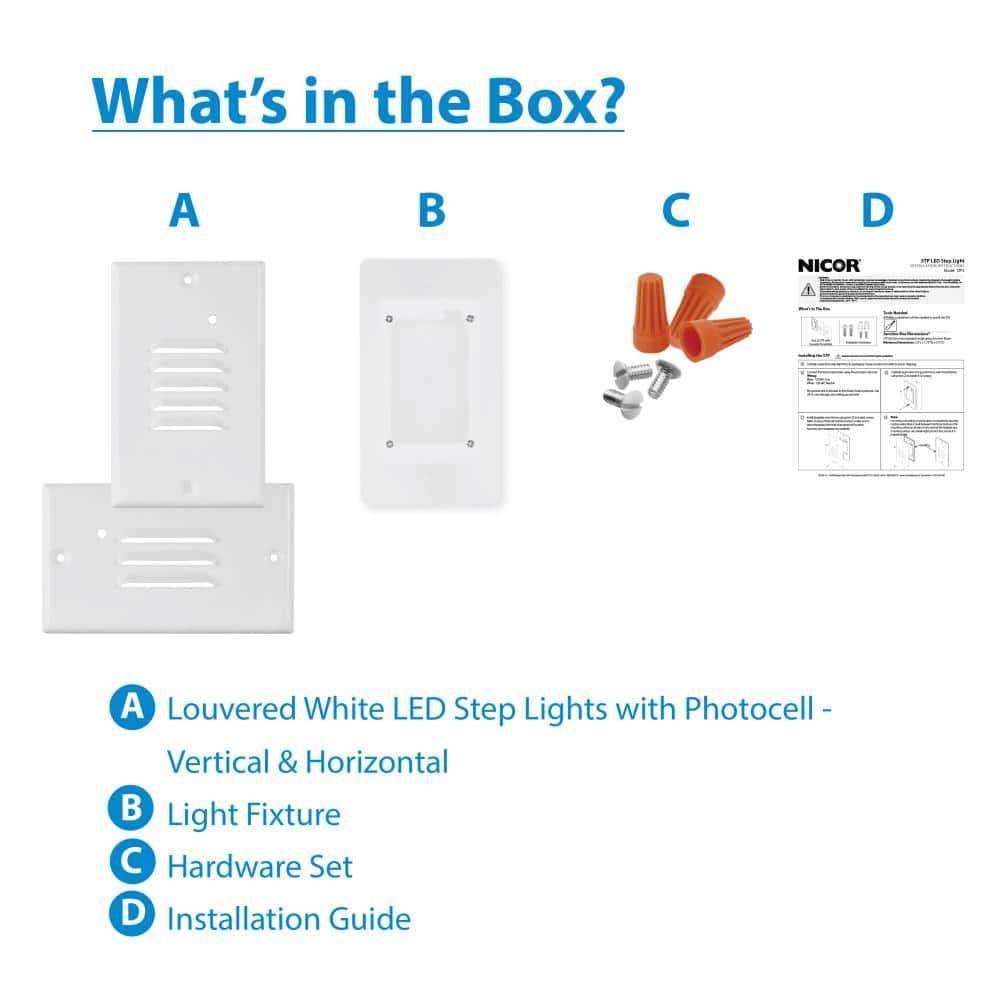 STP2 Series White LED Hardwire Stair Light Louvered with Dusk to Dawn Sensor