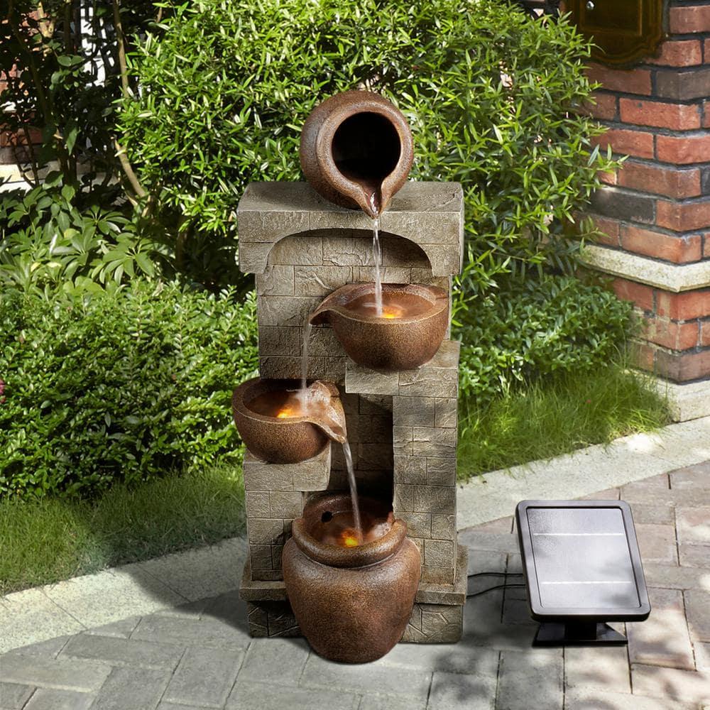 Teamson Home 28" Solar-Powered 4-Tier Outdoor Water Fountain