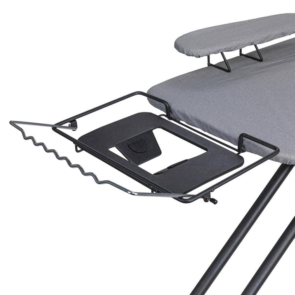 Household Essentials Wide Mega Ironing Board 4-Leg Matte Black Frame Gray Cover: Collapsible Metal, 59" x 18.75", 18.44 lbs