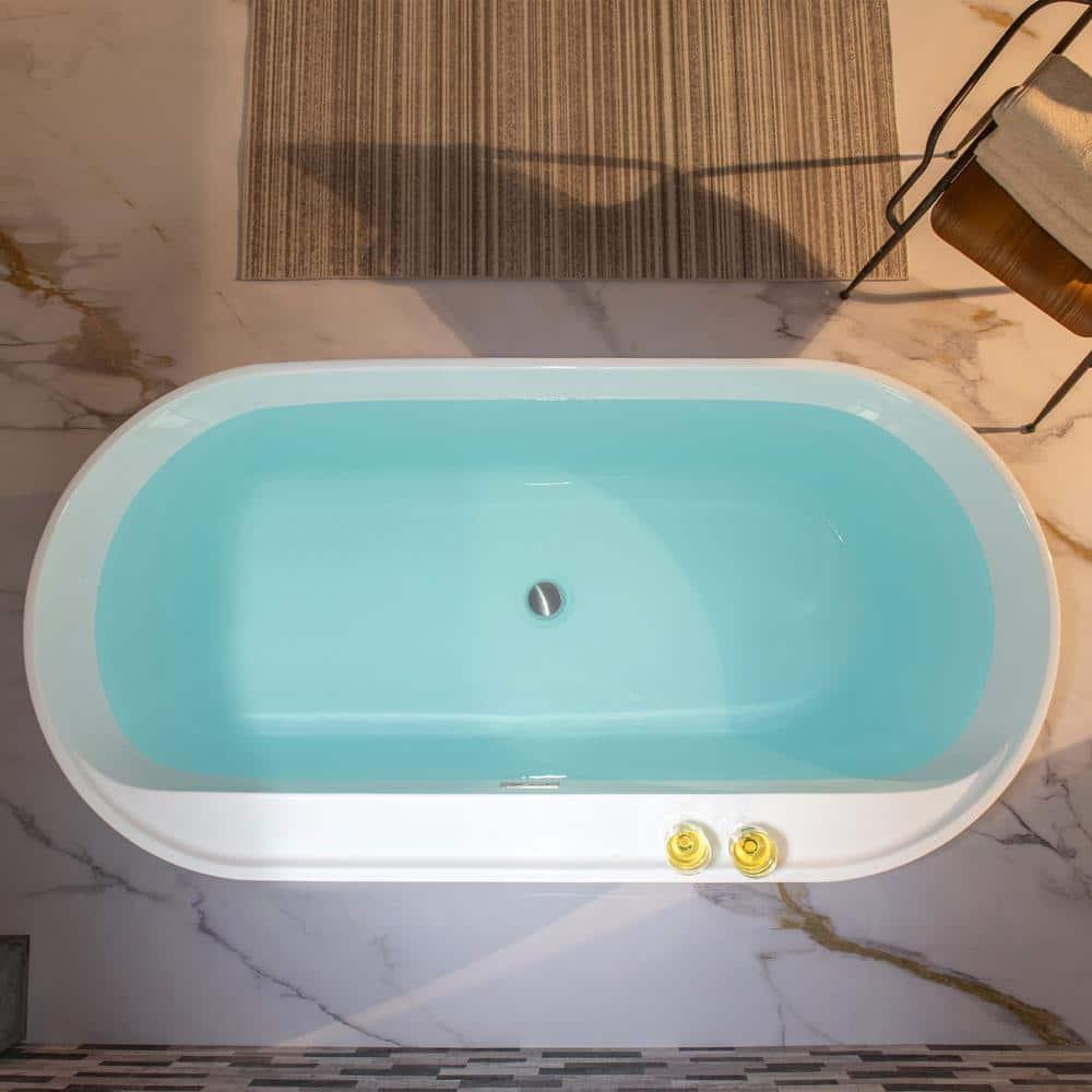 72'' x 35.375'' Freestanding Acrylic Double Ended Bathtub with Wide Rim