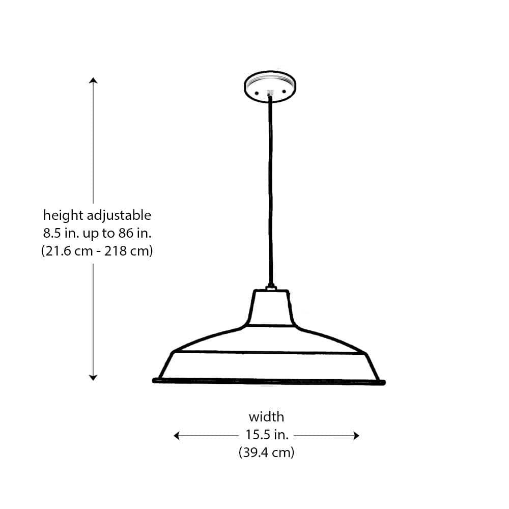 Lucid Lighting White Industrial Dome Medium Hanging Pendant Light