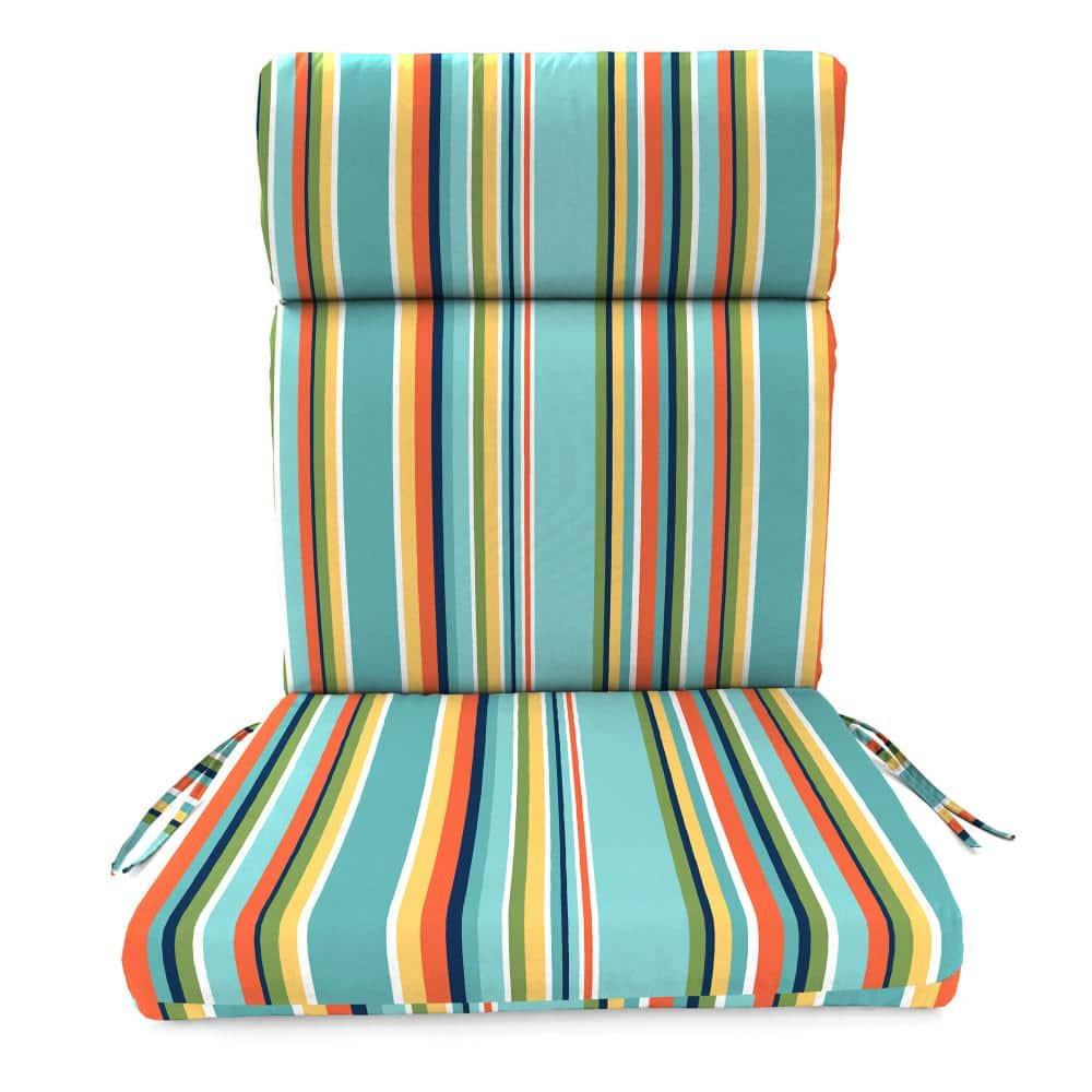 Jordan Manufacturing Cojín Rectangular para Silla de Exterior con Rayas Turquesas Mamba Pelican de 44" x 22" con Lazos y Presilla para Colgar