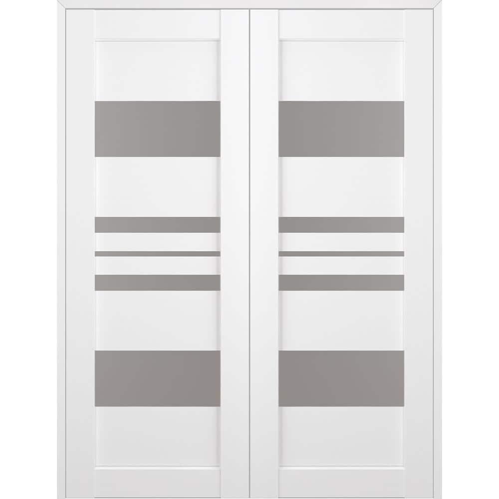 Romi 79.38'' Solid + Manufactured Wood Paneled French Doors