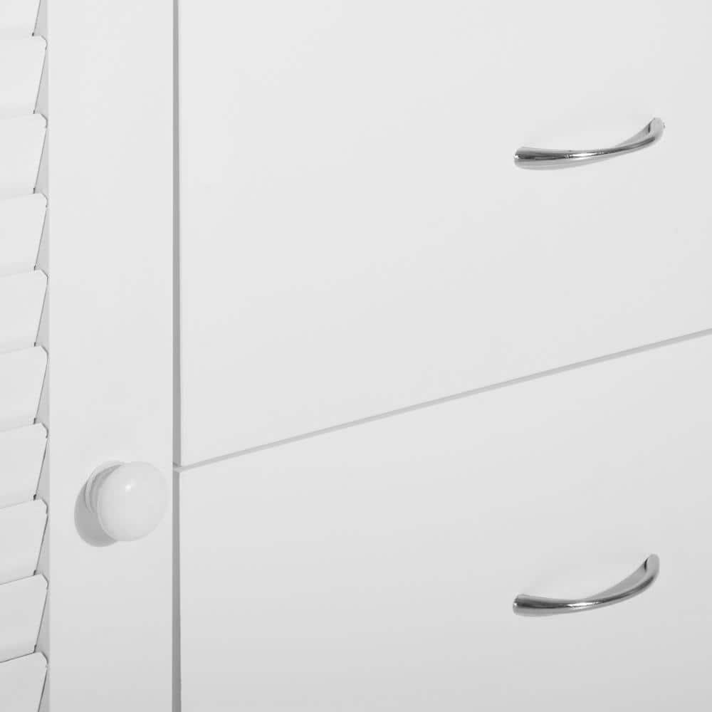 HOMCOM Sideboard Buffet Cabinet, Kitchen Cabinet, Coffee Bar Cabinet with 4 Drawers and 2 Louvered Doors for Living Room, Kitchen, White