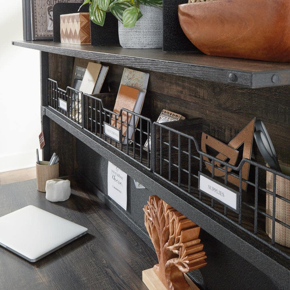 Sauder Steel River Industrial Desktop Hutch, Carbon Oak Finish