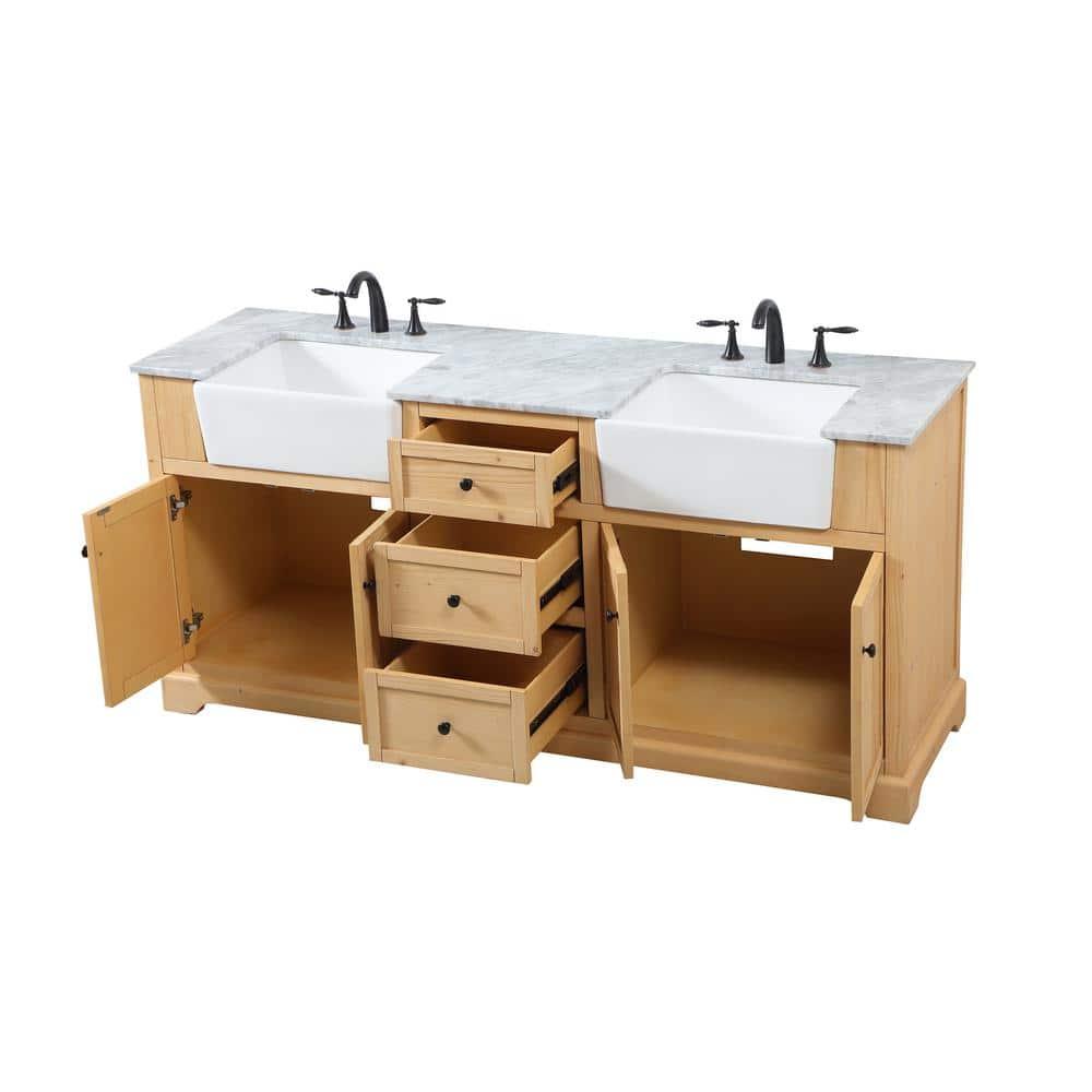 Pardue 72'' Double Bathroom Vanity with Marble Top