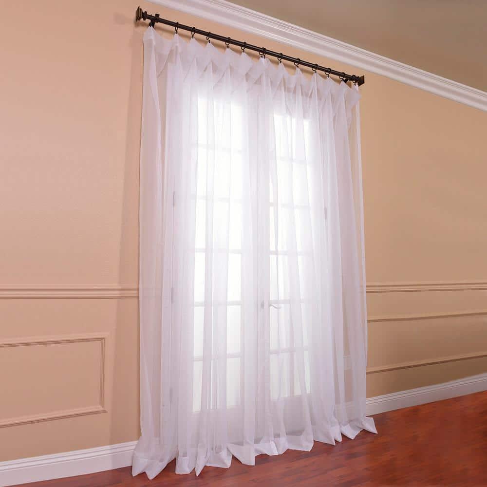 HPD Half Price Drapes SHCH-VOL1-96-SLDW Extra Wide Voile Poly Sheer Curtain (1 Panel), 100 X 96, Solid White