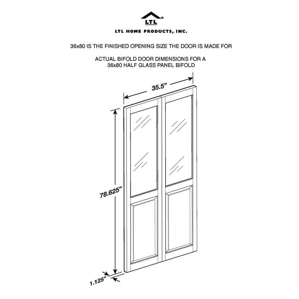 80'' Solid Wood Glass Unfinished Bi-Fold Door