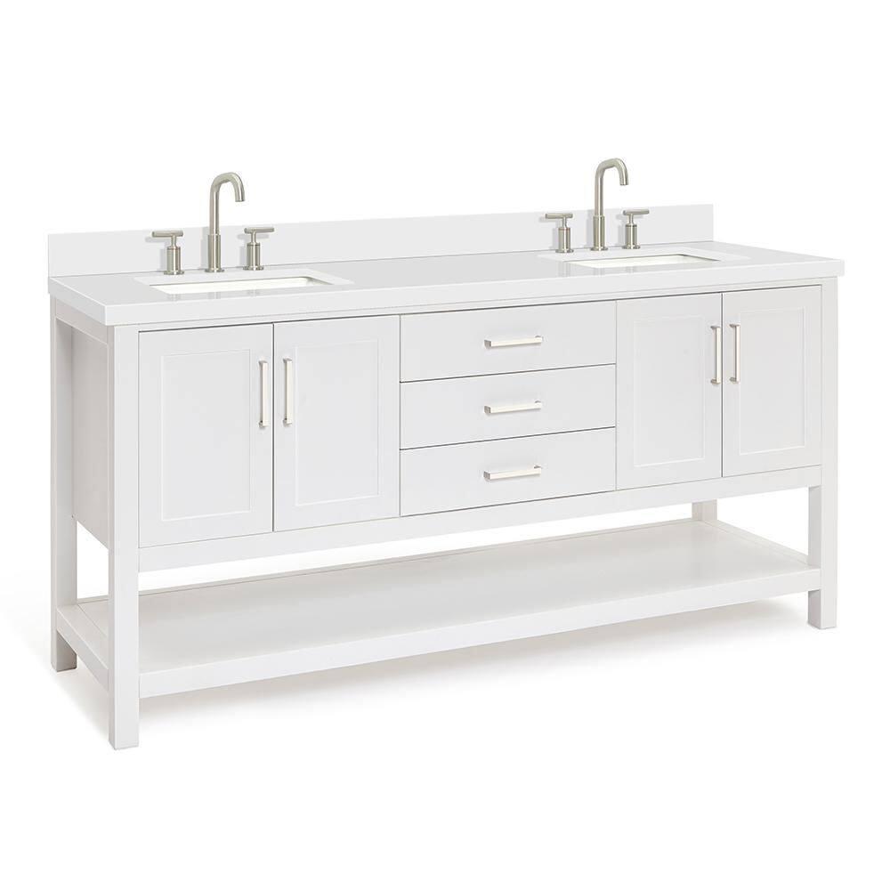 Ariel S073dwqrvo Magnolia 72" Free Standing Double Basin Vanity Set - White / Pure White