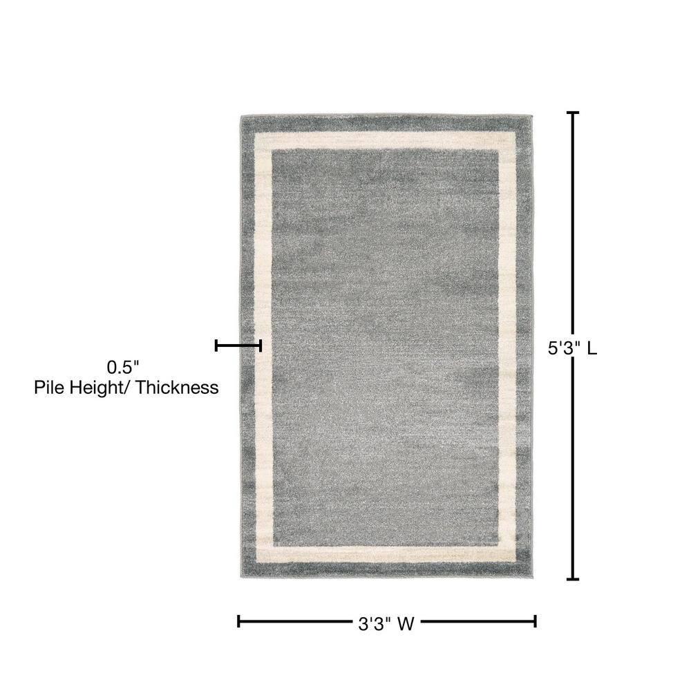 Unique Loom Del Mar Collection Area Rug - Maria (3' 1" x 5' 3" Rectangle Gray/Ivory)