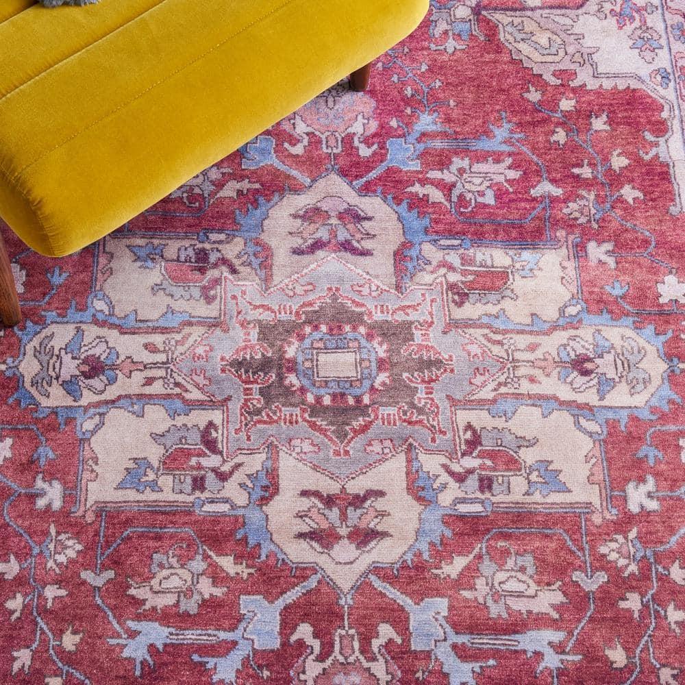 Tucson TSN106 Power Loomed Machine Washable Area Rug - Red/Beige - 4'x6' - Safavieh.