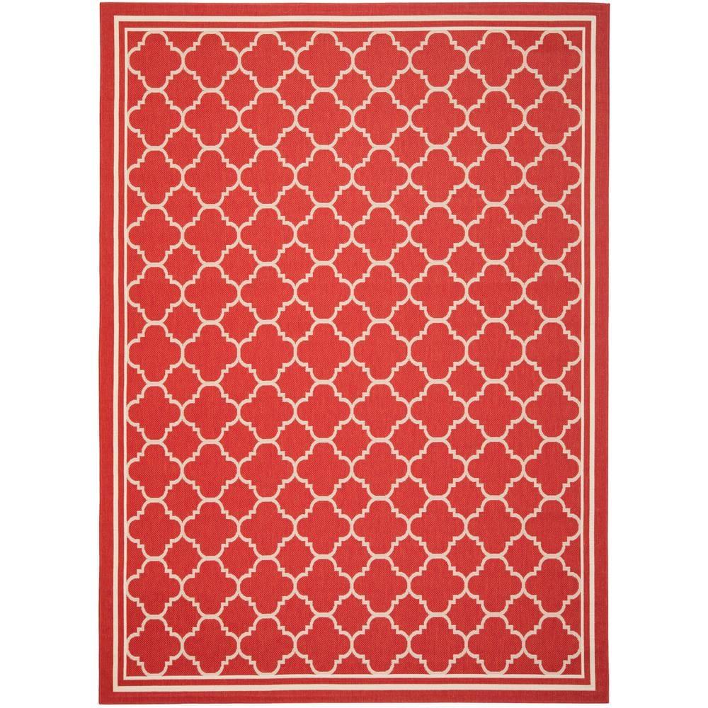 Courtyard CY6918 Power Loomed Indoor/Outdoor Area Rug - Red/Bone - 8'x11' - Safavieh.