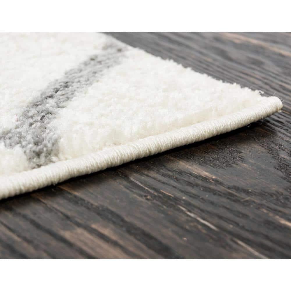 Unique Loom 9' 0 x 12' 0 Trellis Frieze Rounded Ivory Area Rug