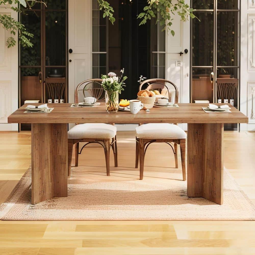 Tribesigns 63" Rectangular Dining Table for 4-6 People, Walnut