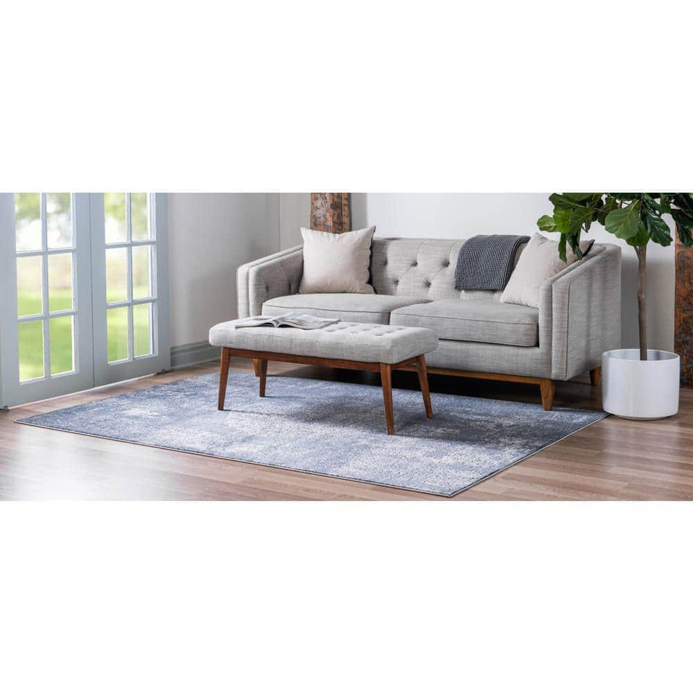 Unique Loom Portland Collection Area Rug - Woodburn (6' 1" x 9' Rectangle Blue/Ivory)