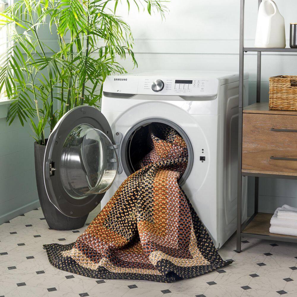 SAFAVIEH Braided Ellen Bordered Machine Washable Reversible Area Rug, Multi, 9' x 12'
