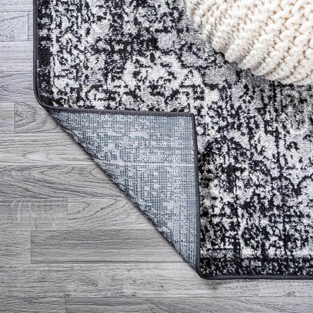 3' x 5' Modern Persian Boho Vintage Trellis Area Rug, Black/Ivory - JONATHAN Y