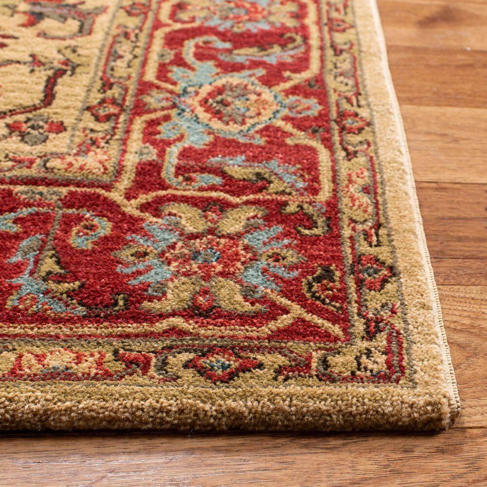 Mahal Beige/Red 4 ft. x 6 ft. Border Floral Area Rug