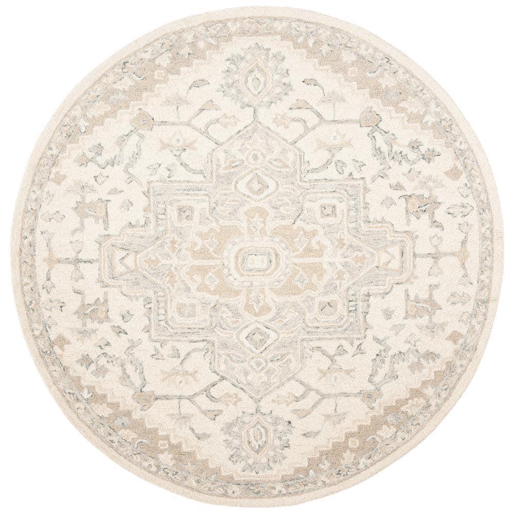 Micro-Loop MLP503 Hand Tufted Indoor Accent Rug - Ivory/Beige - 3' Round - Safavieh