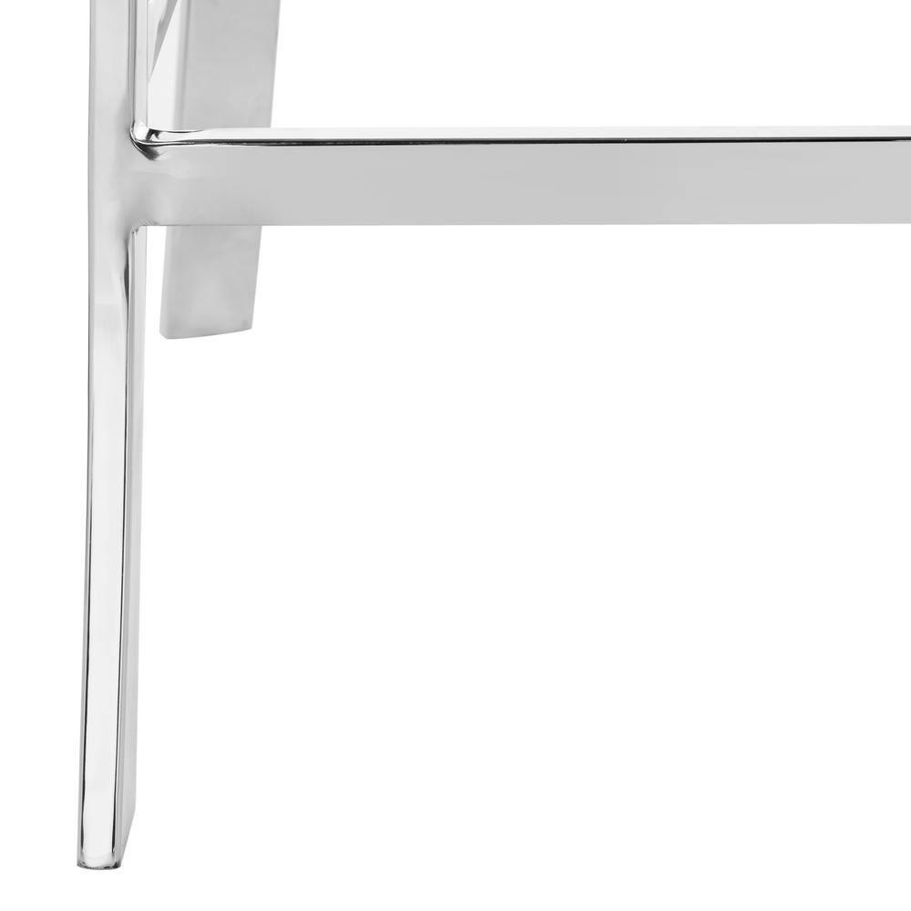 Zoey 35"H Stainless Steel Cross Back Counter Stool - FOX2035 - White - Safavieh Couture