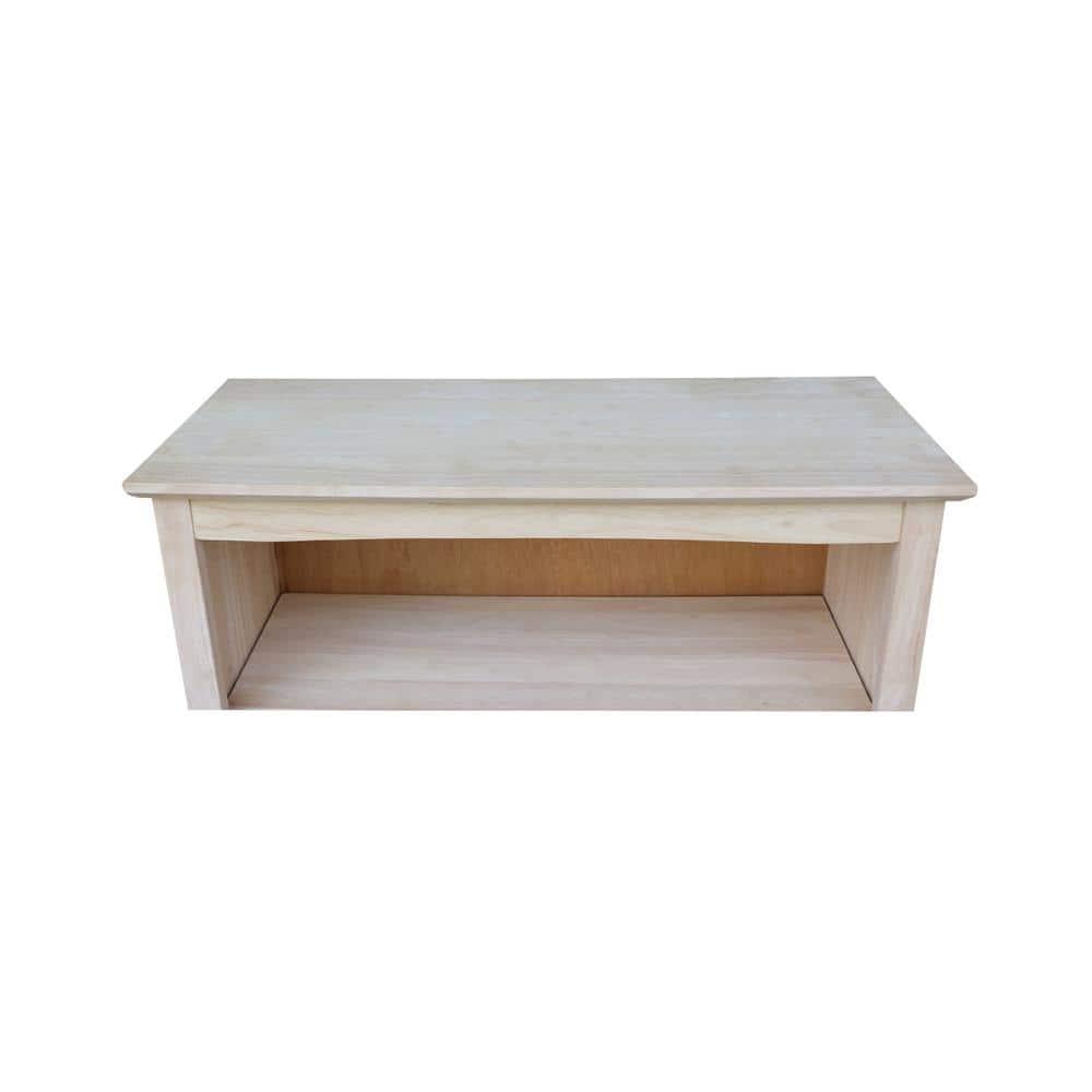48" Shaker Bookshelf Unfinished - International Concepts: Solid Parawood, 4-Shelf Storage