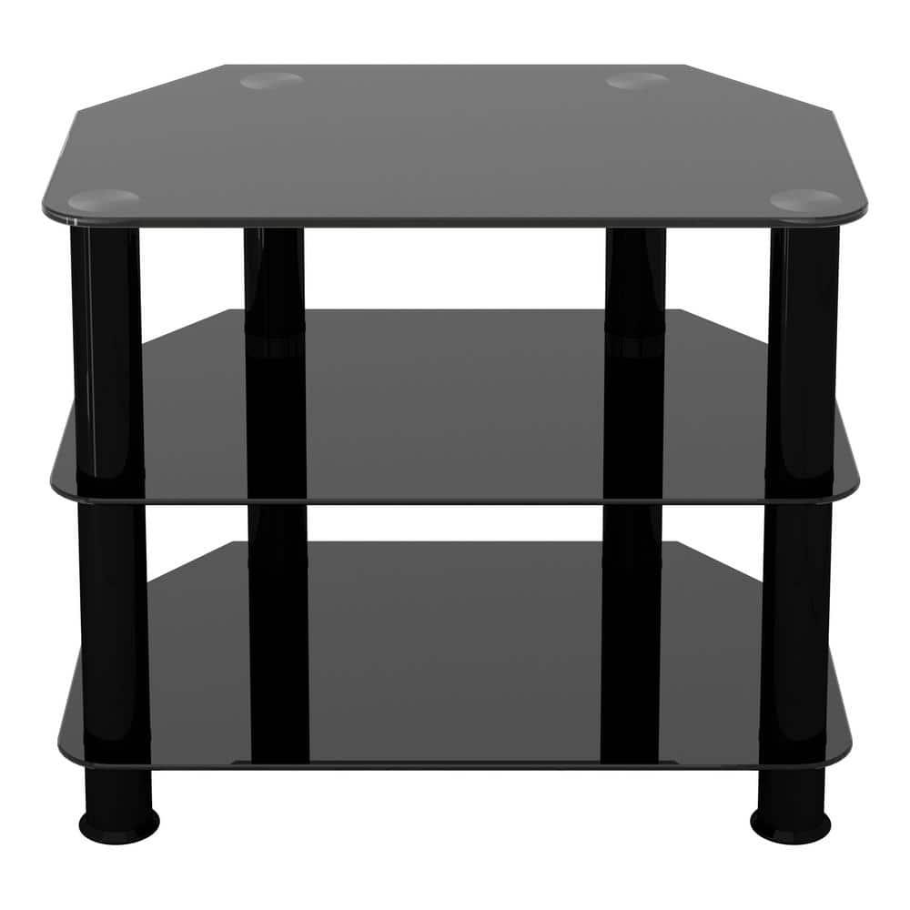 SDC600BB-A TV Stand for up to 32-inch TVs, Black Glass, Black Legs