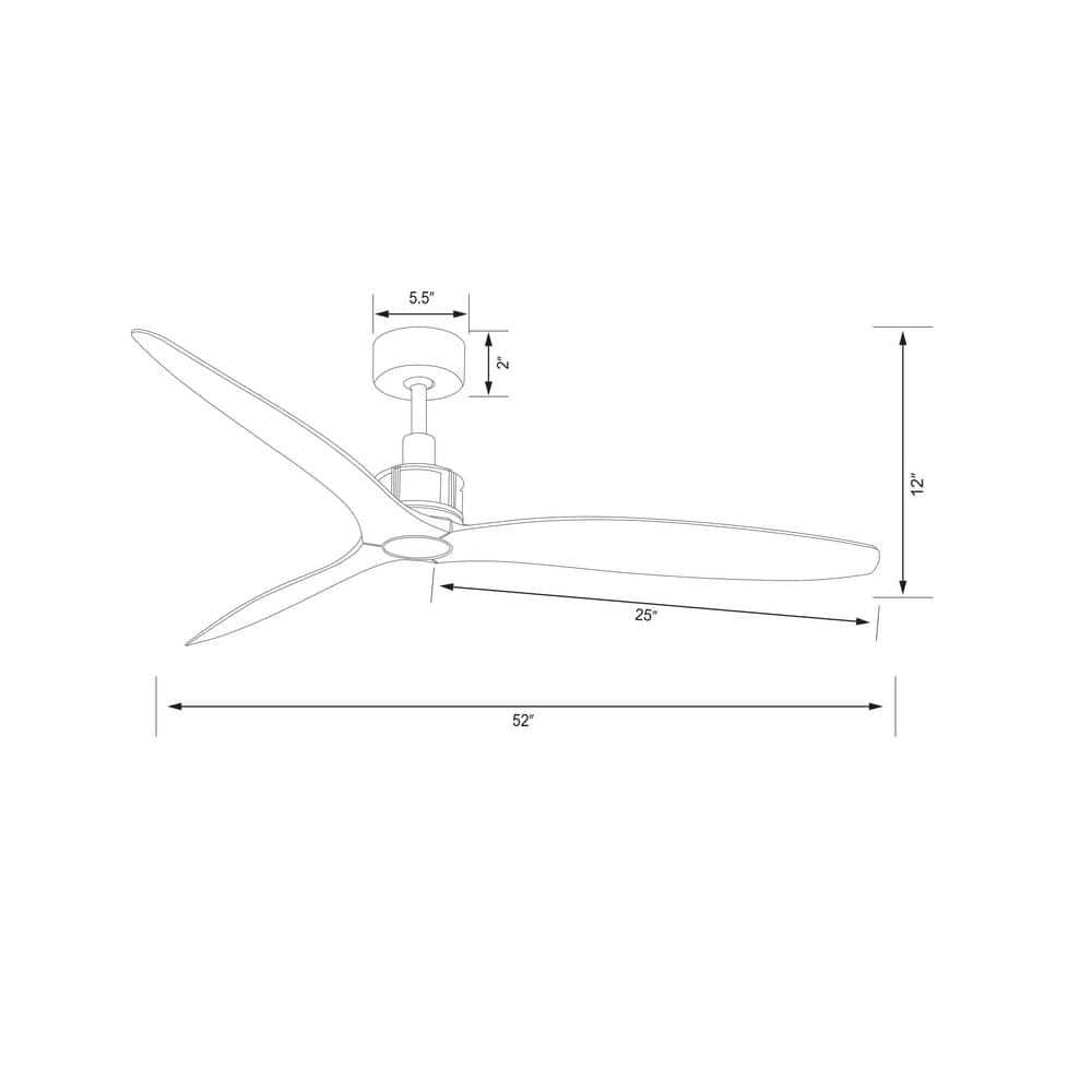 52" Zelda 3 - Blade Standard Ceiling Fan with Remote Control