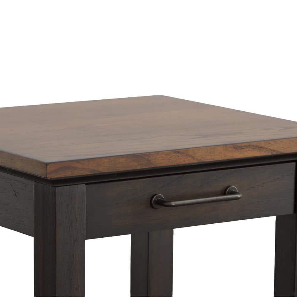 Bear Creek End Table Brown - Steve Silver Co.: Rustic Ivory, Honey Top, Drawer, Tapered Legs