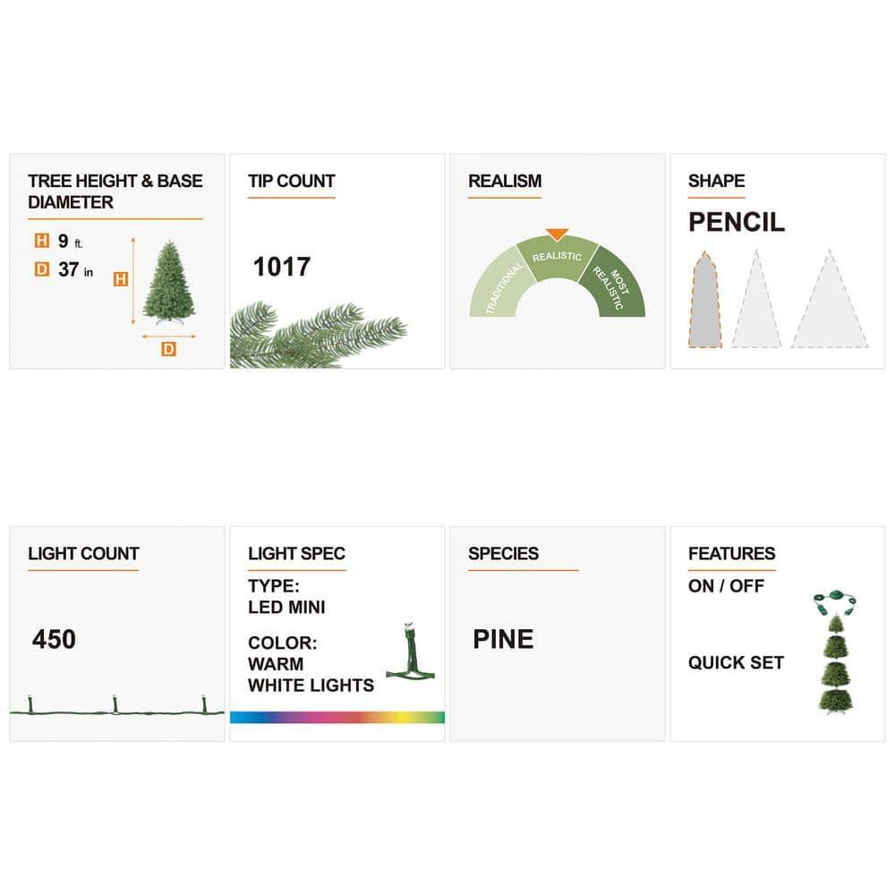 Slender Flocked Pine Christmas Tree with LED Lights