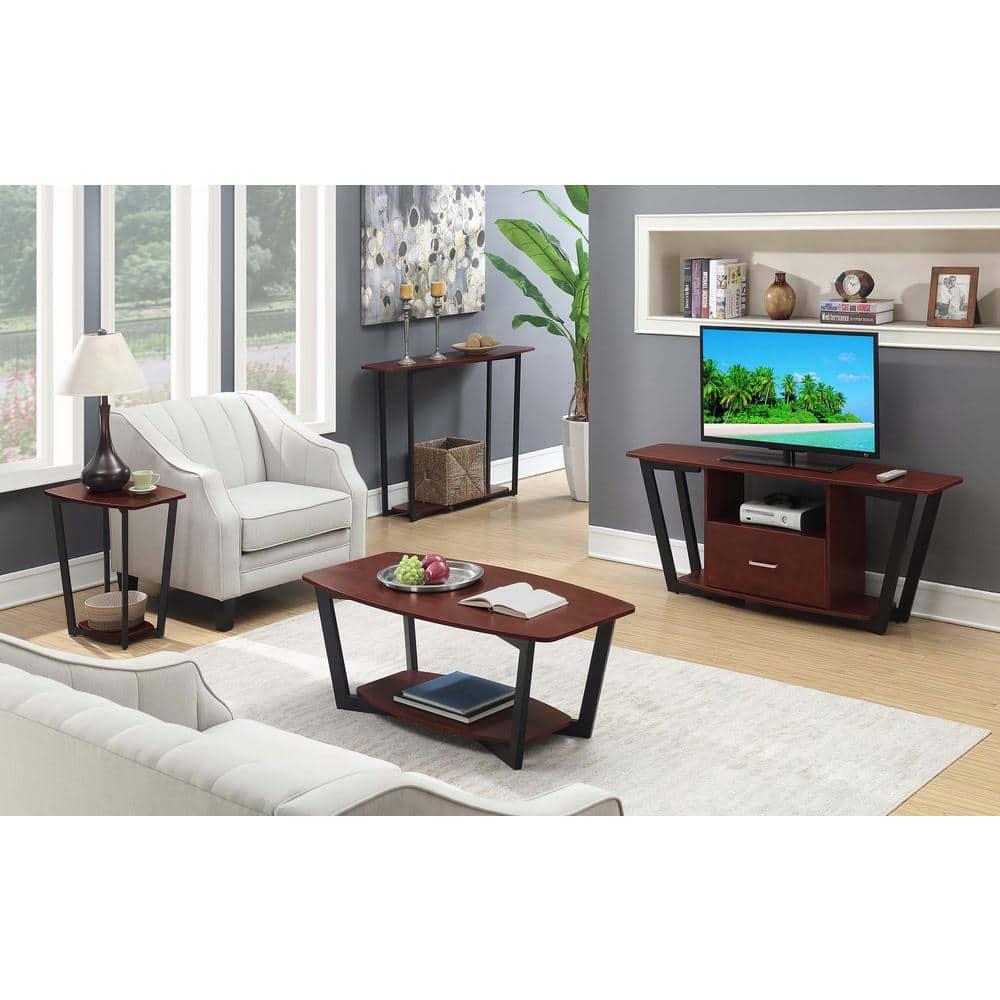 Urban Chic 24" Cherry-Black Wood & Metal End Table with Shelf