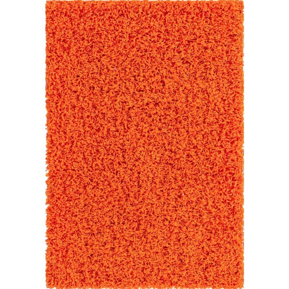 Unique Loom 2' 2 x 3' 1 Solid Shag Tiger Orange Area Rug