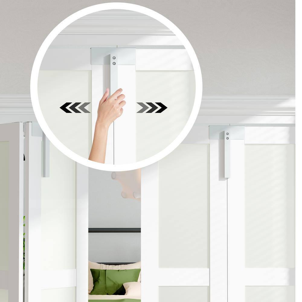 CHIC MODE 3-Lite Frosted Glass Solid Manufactured Wood Prefinished Bi-Fold Door