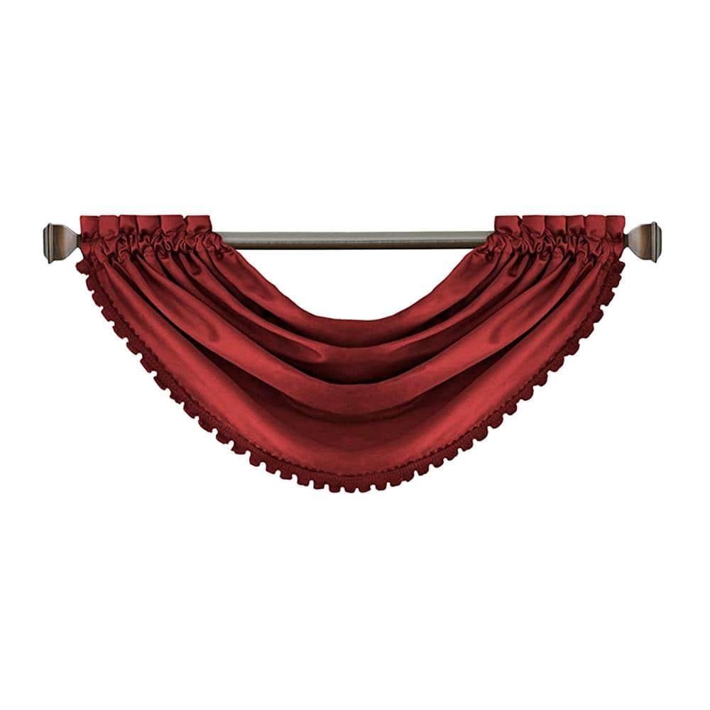 All Seasons Single Waterfall Window Valance - 52" x 36" - Rouge Red - Elrene Home Fashions