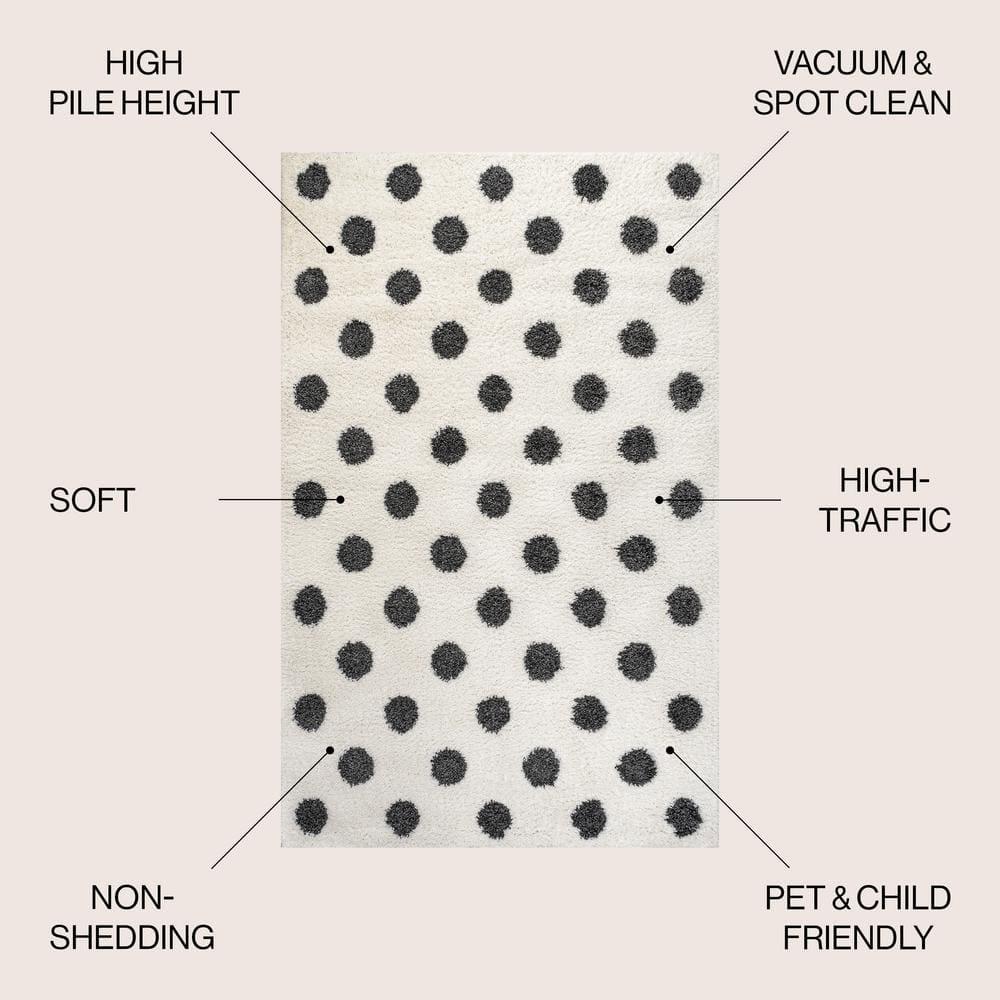5'x8' Pere Modern Charcoal Dot Shag Area Rug, White/Black - JONATHAN Y