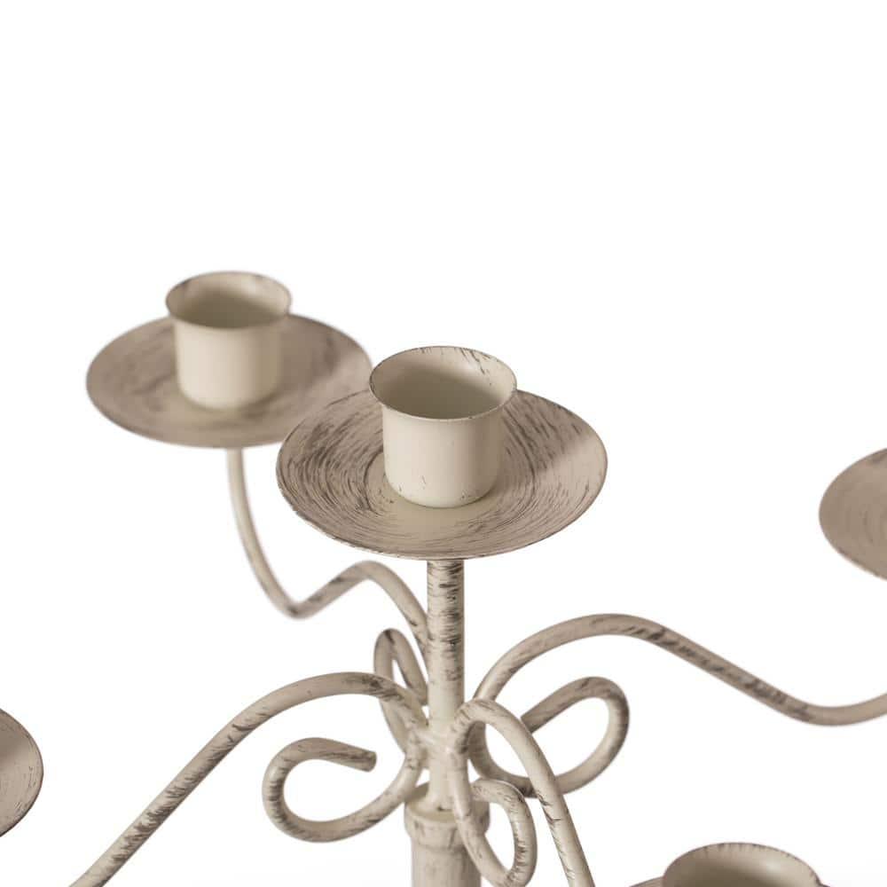 Antique 12 Distressed 5 Arm Metal Candelabra for Dining Room, Entryway, Kitchen and Vanity