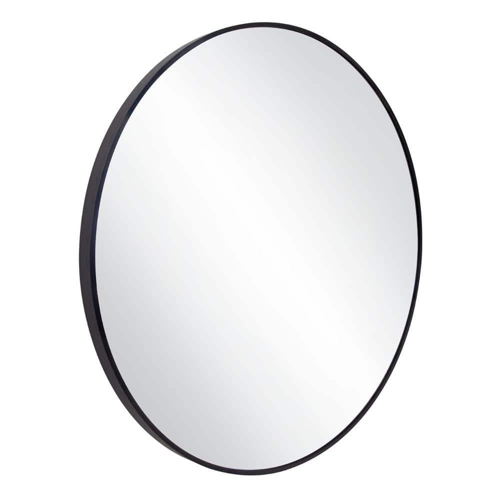 23.5 in. W x 23.5 in. H Metal Framed Flushmount Round Decorative Accent Bathroom Vanity Mirror with Black Frame