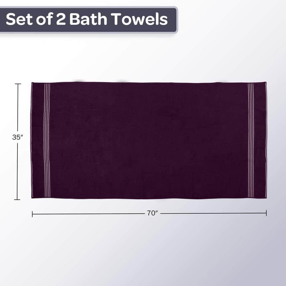 Lavish Home Luxury Cotton Bath Towels, Purple