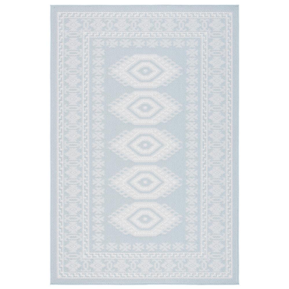 Martha Stewart Indoor Outdoor MSRO327 Power Loomed Area Rug - Aqua/Blue Ivory - 4'5"x6'5" - Safavieh.