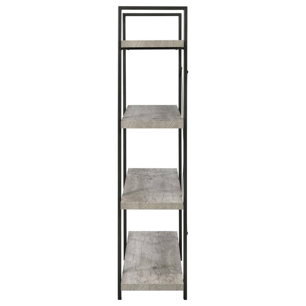 55" Cole 4 Shelf Bookcase with Frame Gray Driftwood/Gunmetal - Coaster