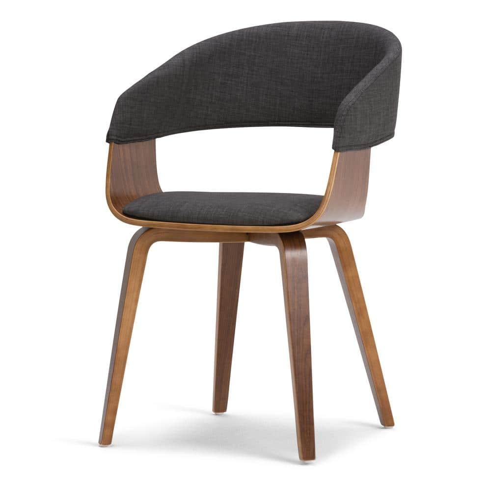 Lowell Bentwood Upholstered Dining Chair with Curved Backrest in Mid-Century Modern Style