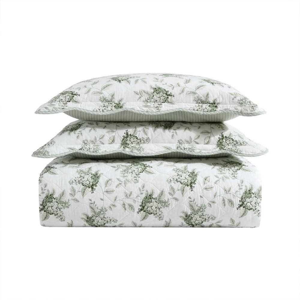 Laura Ashley Laura Ashley Portland Floral Cotton Reversible Green Quilt Set