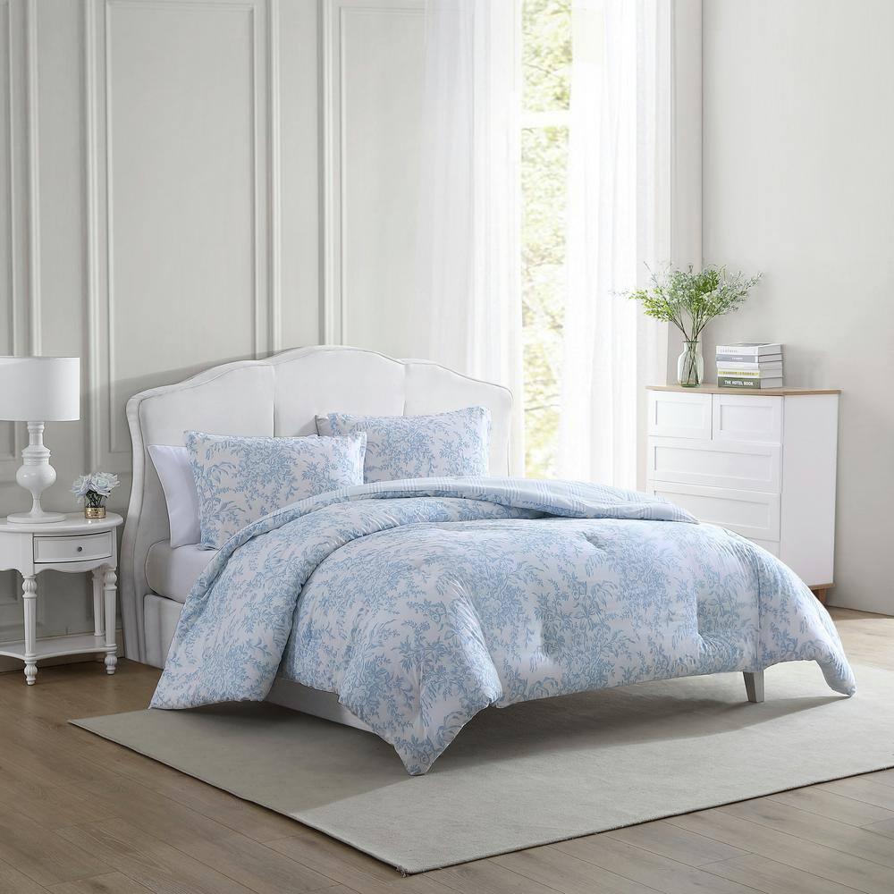 Laura Ashley Laura Ashley Bedford Reversible Cotton Blue Comforter Set