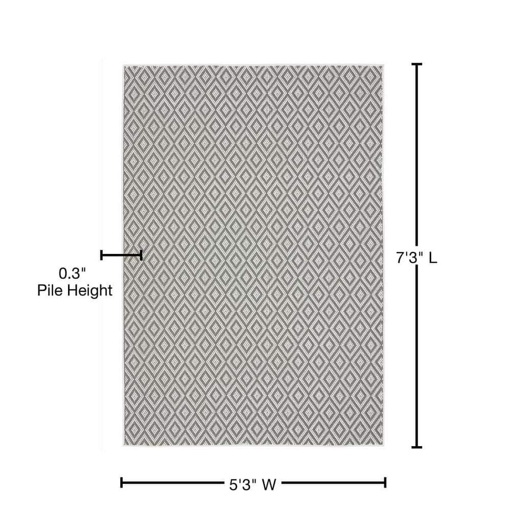 5'3" x 7'3" Tripoli Lydia Indoor/Outdoor Rug Gray/Cream - Home Dynamix