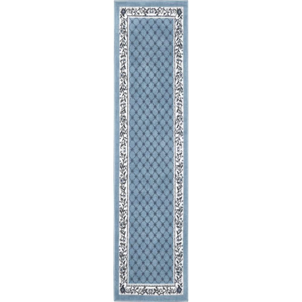 Home Dynamix Premium Aydin Traditional Diamond Floral Runner Area Rug, Blue/Ivory, 1'9"x7'2"