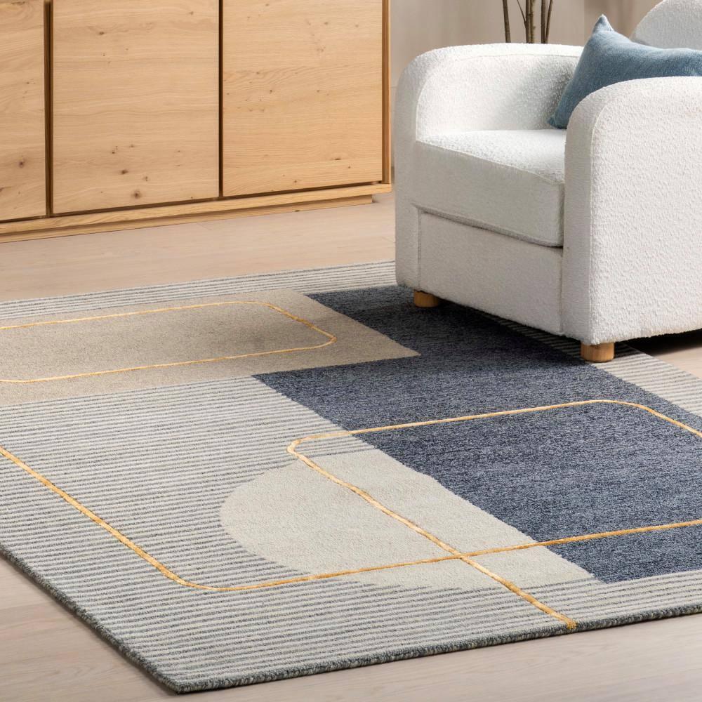 Nuloom Shelley Abstract Striped Wool Indoor Area Rug, 4' x 6', Blue